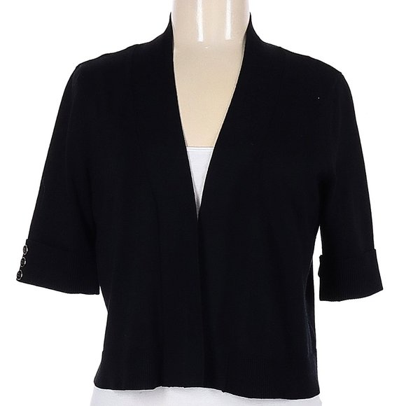JM Collection Sweaters - Cardigan Rolled Sleeve Gold Buttons